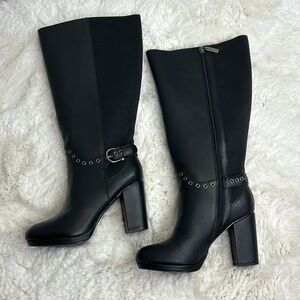 Lane Bryant Leather Collection Ceri Grommet City Black Leather Heeled Ta…